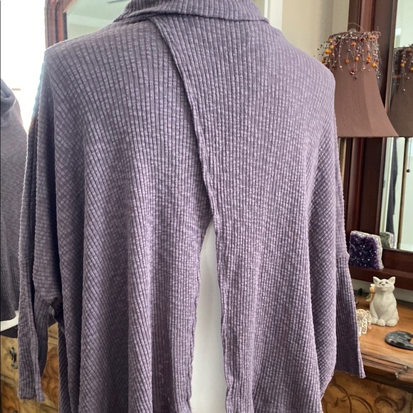 Free People Beach Cozy Purple Cowl Turtleneck Sweater - Picture 5 of 10